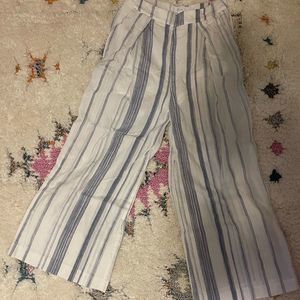 J by Joa Cropped Wide Leg Blue and White Striped Pants